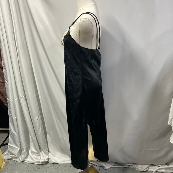 Vintage 80's Slip Dress Intimate Concepts by Terry Russo Women M Black Lace Maxi - Picture 5 of 13